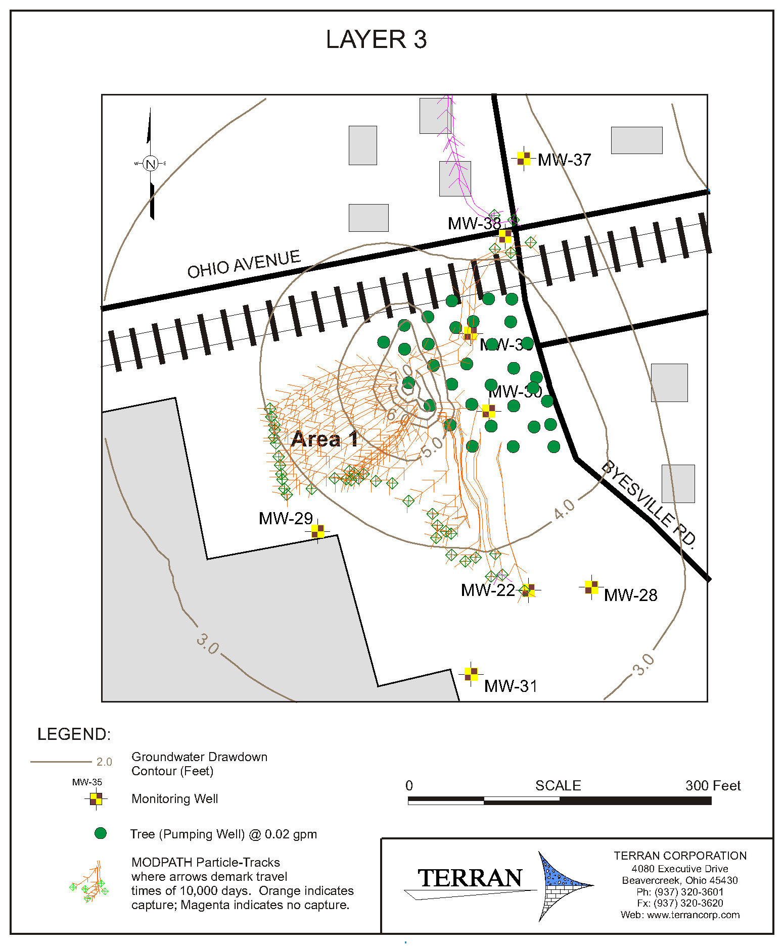 MODFLOW map with phytoremediation scenario MODFLOW map with phytoremediation scenario